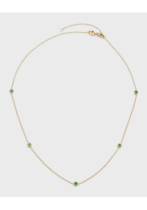 18K Yellow Gold 5-Station Emerald Necklace