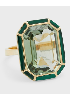 18K Yellow Gold Emerald-Cut Prisiolite Ring, Size 6.75