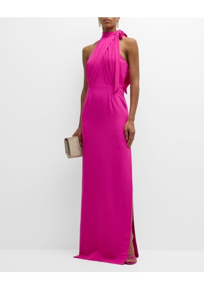 Annabeth Draped Halter Column Gown