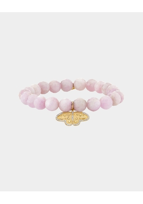 14K Yellow Gold Kunzite Bracelet with Celestial Moth Diamond Charm