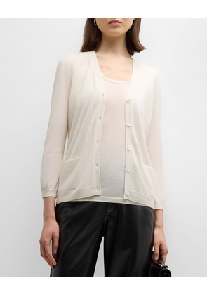 Cashmere Superfine Button-Front Cardigan