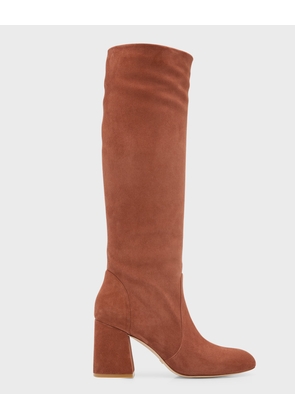 Flareblock Suede Block-Heel Knee Boots