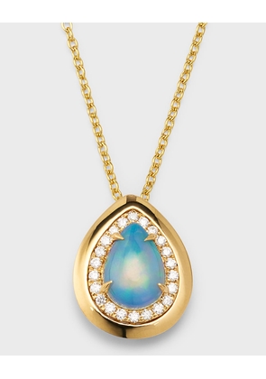 18K Yellow Gold Pendant with Oval Opal and Diamonds, 2.31tcw