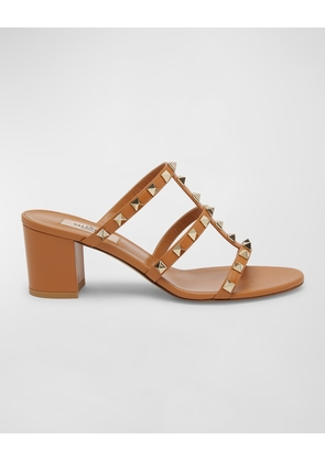 Rockstud Caged Block-Heel Slide Sandals