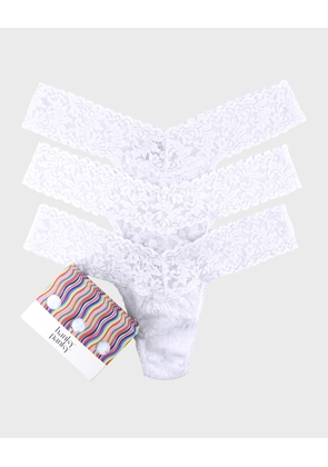 Three-Pack Low-Rise Signature Lace Thong