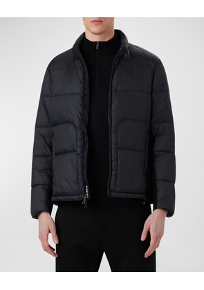 Men's Quilted Bomber Jacket with Stowaway Hood