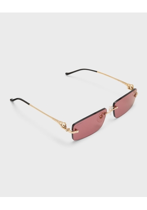 Men's Rimless Metal Rectangle Sunglasses