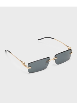 Men's Rimless Metal Rectangle Sunglasses