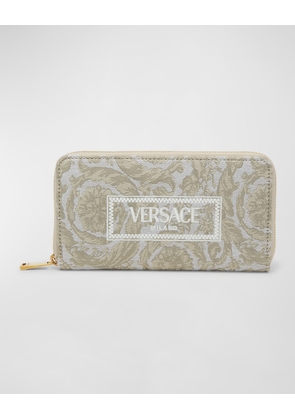 Zip Jacquard Embroidered Long Wallet