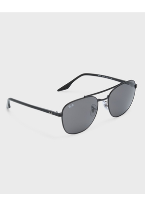 Men's Metal Double-Bridge Square Sunglasses