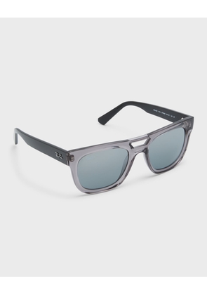 Men's Double-Bridge Plastic Square Sunglasses