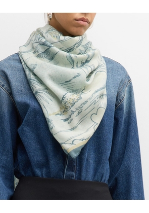 Cairo Light Blue Cashmere-Blend Scarf