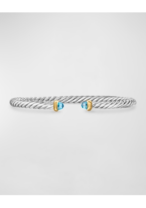 Cable Flex Bracelet with Gemstone in Silver and 14K Gold, 4mm