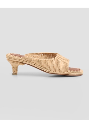 Port Raffia Kitten-Heel Slide Sandals