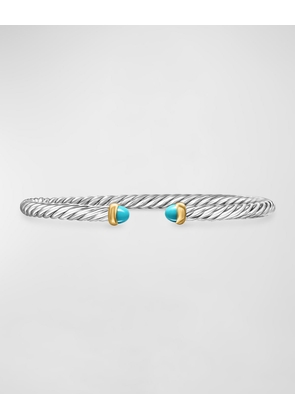 Cable Flex Bracelet with Gemstone in Silver and 14K Gold, 4mm