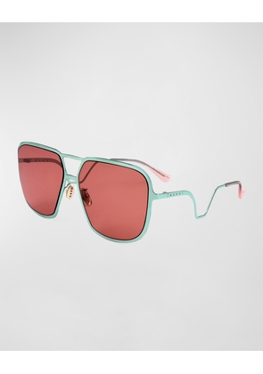 Geometric Metal Aviator Sunglasses