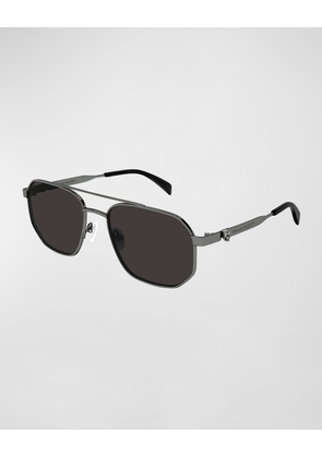 Men's Double-Bridge Metal Aviator Sunglasses