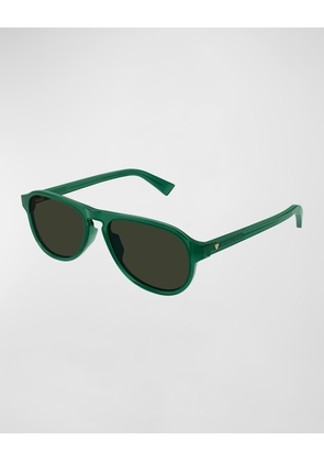 Men's Keyhole-Bridge Acetate Oval Sunglasses