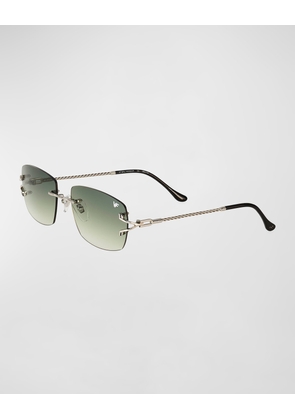 Men's Bal Harbour 24K White Gold Rimless Rectangle Sunglasses