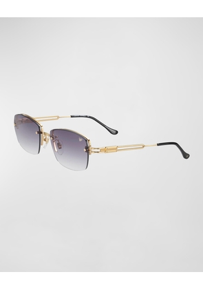 Men's L'Enfant Terrible Drill Mount 24K Yellow Gold Rectangle Sunglasses