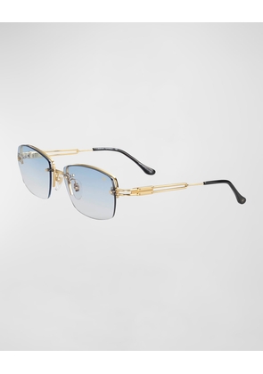 Men's L'Enfant Terrible Drill Mount 24K Yellow Gold Rectangle Sunglasses