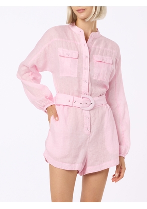 MC2 Saint Barth Woman Pink Linen Playsuit Hanniel