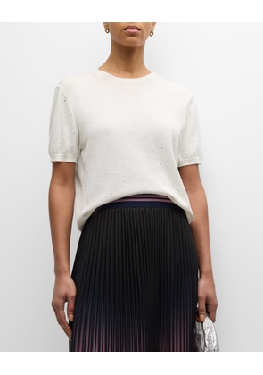 Short-Sleeve Cashmere Crewneck Top