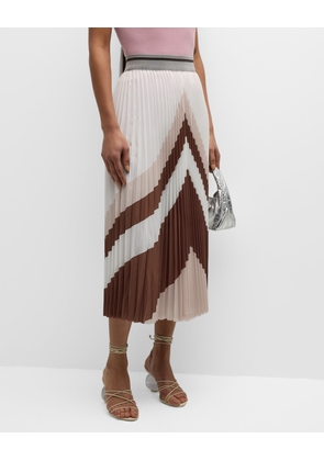 Pleated Zig-Zag Midi Skirt