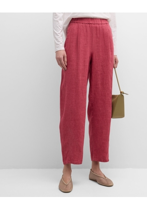 Pleated Cropped Organic Linen Lantern Pants