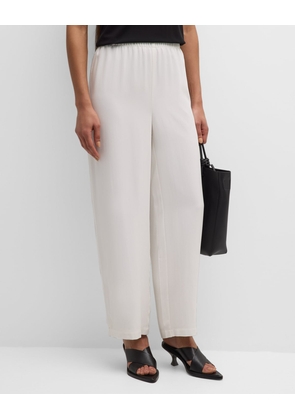 Cropped Straight-Leg Silk Pants