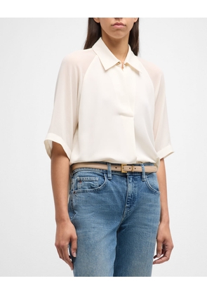 Cerbero Pleated Sheer-Sleeve Shirt