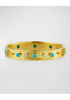 19k Sleeping Beauty Turquoise & Diamond Bangle