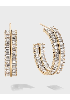 Double Diamond Gold Divider Hoop Earrings