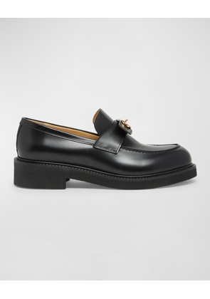 VLogo Medallion Leather Slip-on Loafers