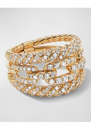 3-Row Full Pave Stax Ring with Diamonds and 18k Yellow Gold