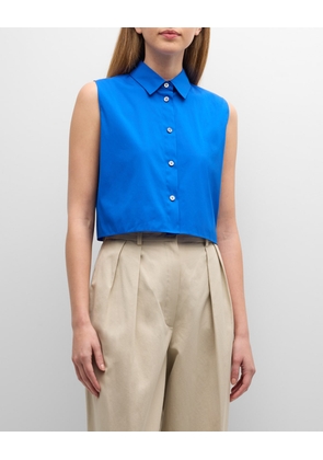 Cropped Sleeveless Cotton Shirt