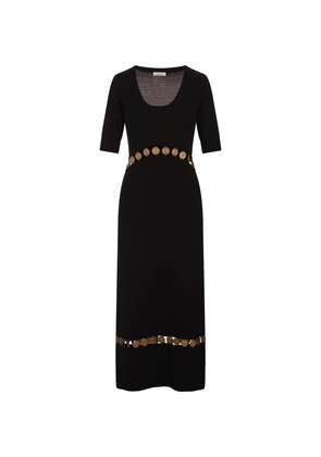 Paco Rabanne Black Knitted Long Dress With Medals