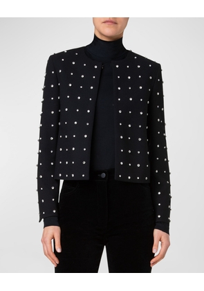 Diamond Studded Stretch Wool Crepe Jacket