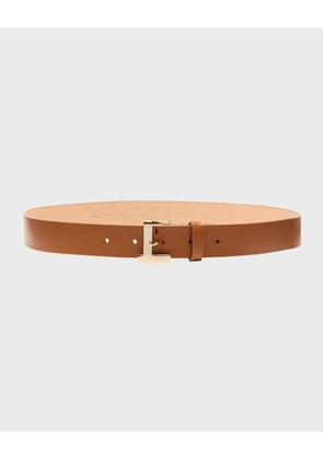 Gold L Beam Buckle Leather Belt