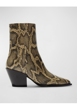 Kara Snake-Embossed Ankle Booties