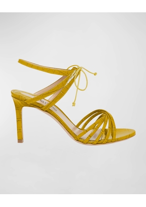 Angelica Strappy Leather Ankle-Tie Sandals