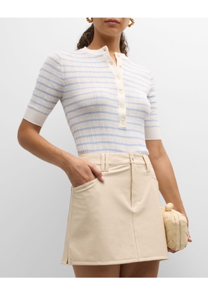 Fisher Pleated Button-Front Top