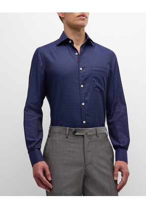 Men's Tonal Geometric Cotton Sport Shirt