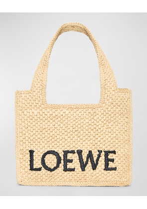 x Paula's Ibiza Font Logo Mini Tote Bag in Raffia