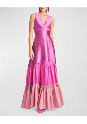 Rori Tiered Colorblock Gown