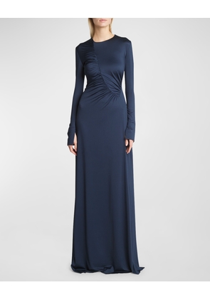 Ruched Detail Long-Sleeve Gown