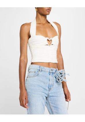 Heart Ruched Halter Crop Top