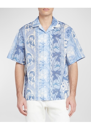 Men's Vertical Print Button-Down Shirt