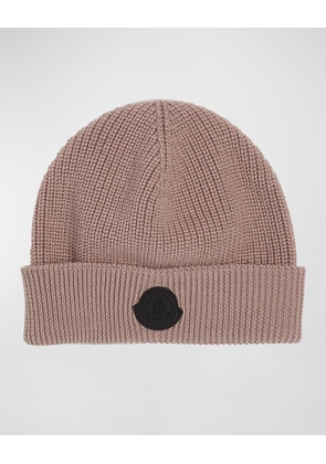 Wool Ribbed Knit Logo Beanie