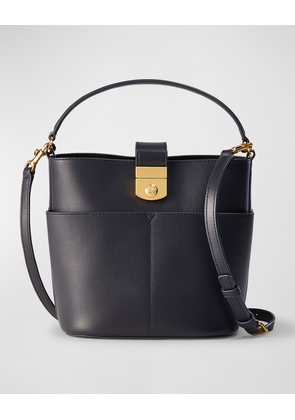 The Crest Small Lock Leather Bucket Bag